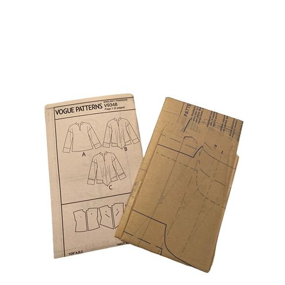 Sewing Pattern Vogue V9348 Pullover Top Standup Collar w/variations  L-XXL - Picture 6 of 8